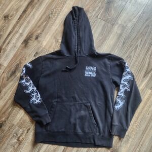 VANS Manic Type BFF Hoodie Womens MEDIUM Black Sweatshirt Boyfriend Fit Pullover